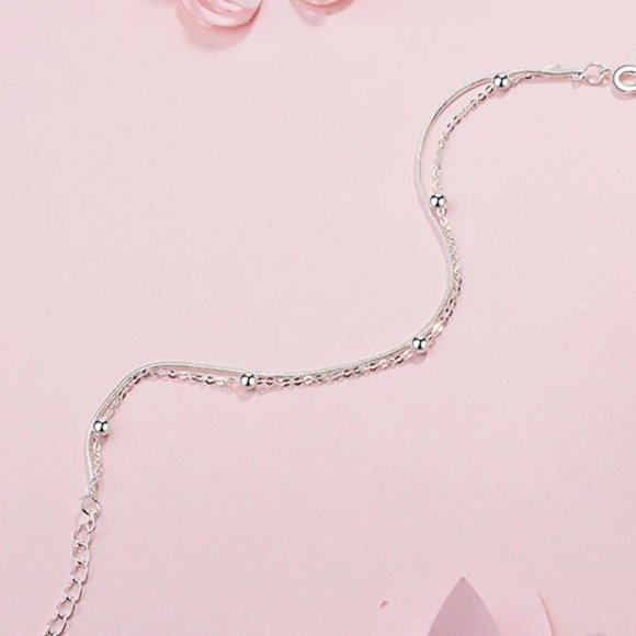 NEW 925 Sterling Silver Layered Bead Bracelet - Picture 3 of 9